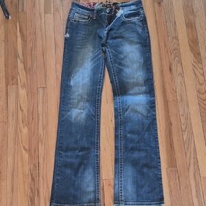 Adiktd Flare Jeans in Distressed Blue